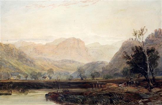 David Cox Junior, watercolour, The Vale of Ffestiniog, signed 33 x 50cm.